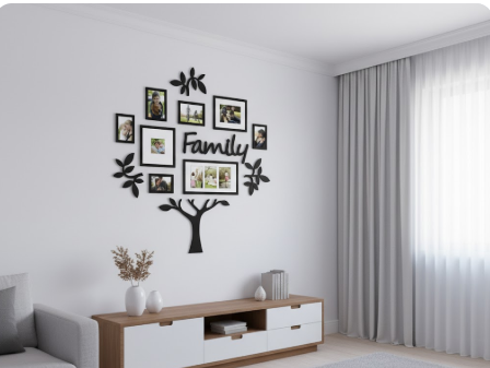 Heartfelt Family Memory Tree | 3D Wooden Wall Art with Picture Frame Set for Home Decor